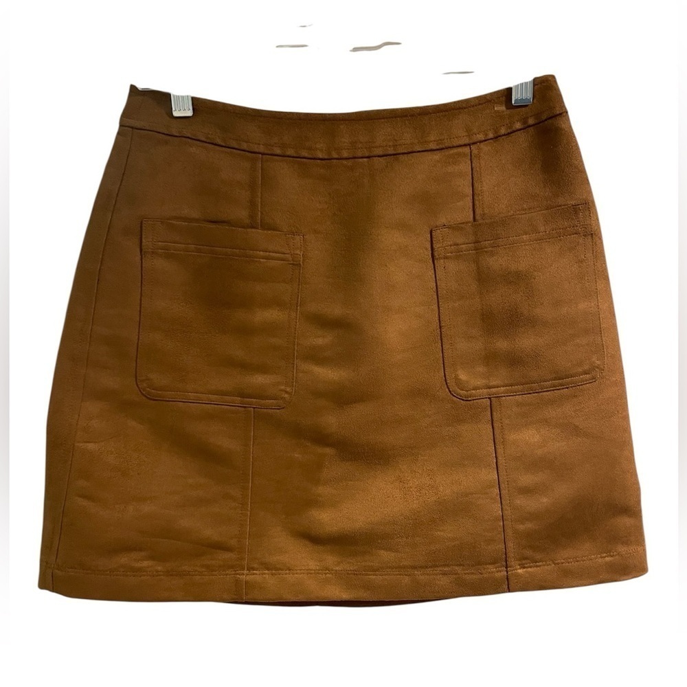 Old Navy Faux Suede Brown Mini Skirt with Pockets and Zipper Size 4
